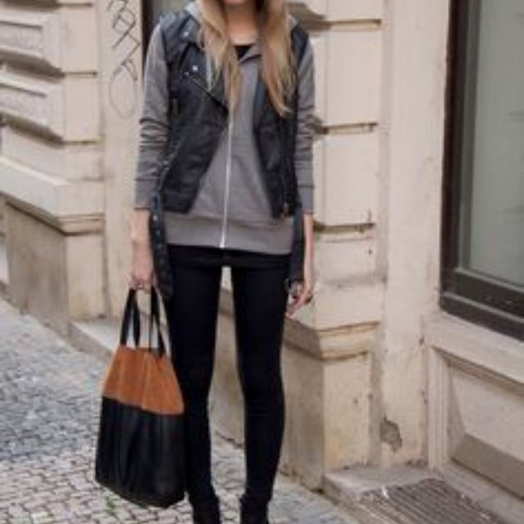 Trend Vintage Faux leather Chic Stylish Motto Vest Waistcoat Jacket Size Meduim - Picture 2 of 8